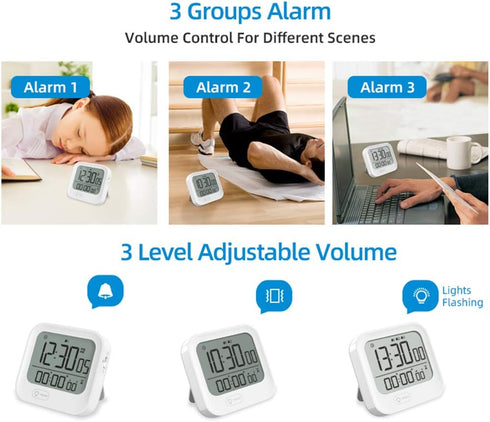Small Vibrating Alarm Clock, Digital Large Display Magnetic Pomodoro Backlight Timer Stopwatch Tomato Vibration Pocket Clock, Loud or Silent Volum...