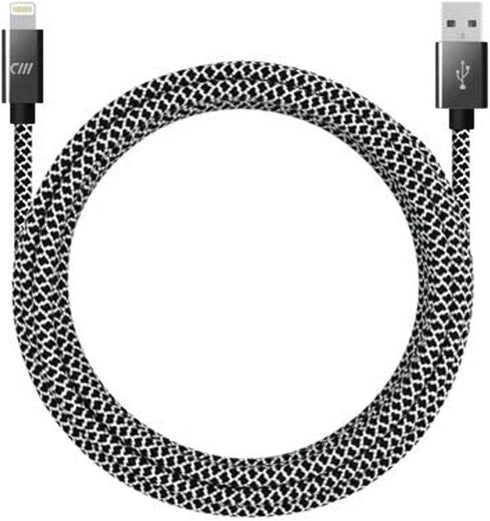 10ft Marbled Woven Lightning Cable - Black/White......