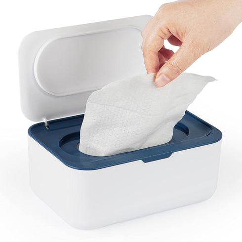 Baby Wipes Dispenser, Wipes Case Baby Wipe Holder Keeps Wipes Fresh, Non-Slip, Easy Open & Close (Blue)...