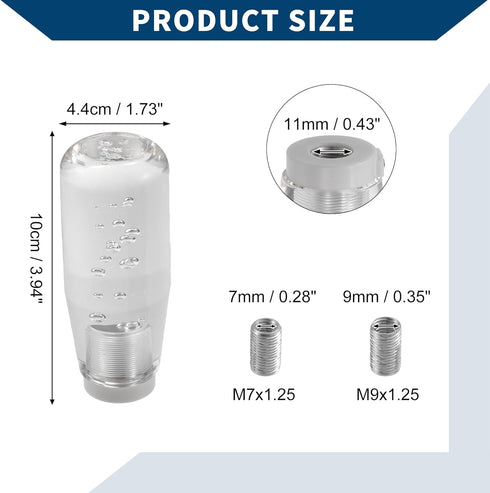 Shift Knob W/ 2 Adapter/Front Gear Shifter Knob for Automatic Manual Vehicles/Faux Crystal Acrylic 10cm / 1 Set Clear...