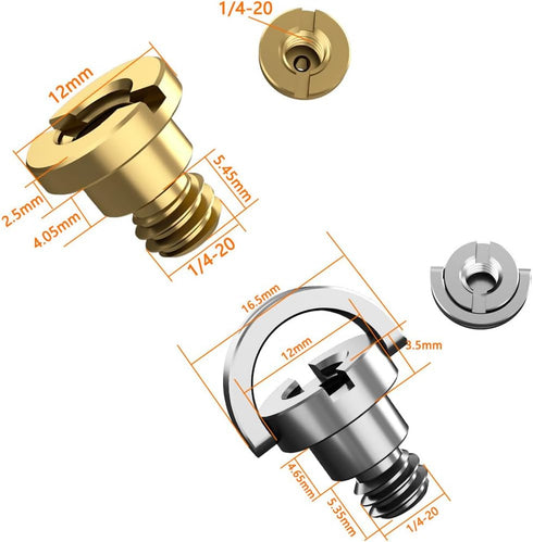 2 Pack Camera Bottom Screw Extender D-Ring Male to Female 1/4 Mount Screws Universal Adapter for Leather Half Case Cover Canon Nikon Sony Pentax F...