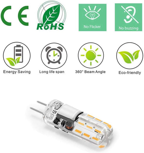 G4 LED Bulb JC Type Bi-Pin Base Bulb 1.5W AC/DC 12V 10W T3 Halogen Bulb Replacement for Landscape Lighting, Under Cabinet Puck Light, Chandeliers,...