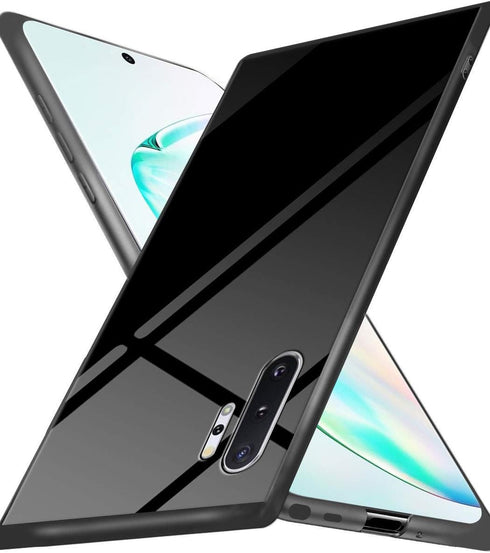 Designed for Samsung Note 10 Plus Cases with Tempered Glass Quality Back+TPU Frame Hybrid Shell,Slim Covers,Anti-Drop, Black...