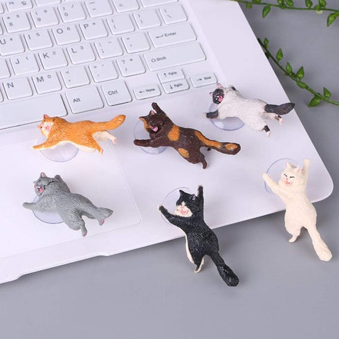 6PCS Different Cats Cell Phone Sucker Holder Cute Cat Support Resin Smart Phone Holder Stand Sucker Tablets Desk Sucker Smartphone Holder...