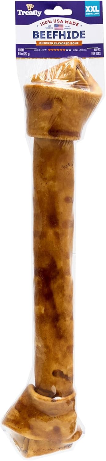USA Beefhide Bones 15-17" Dog Chew Treats - Chicken Flavor, 1 Count/1 Pack...