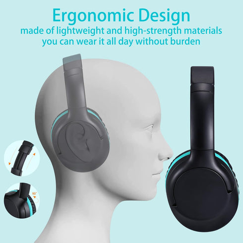 POWMEE Kids Headphones Over-Ear Headphones for Kids/Teens/School with 94dB Volume Limited Adjustable Stereo 3.5MM Jack Wire Cord for Fire Tablets/...