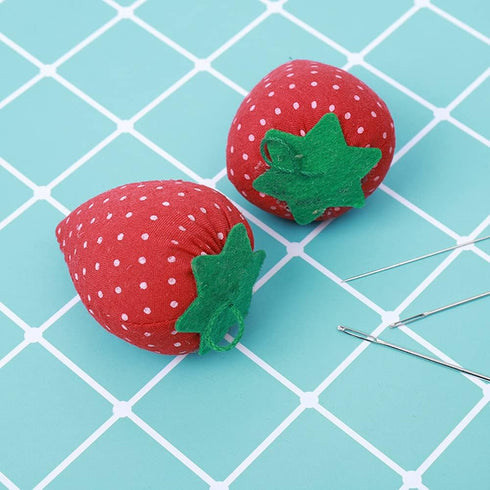 5pcs Needle Pin Cushion Soft Fabric Strawberry Shape Red Cross Stitch Needle Pins Pillow Pincushion Home Sewing Quilting Accessories DIY Crafts Ho...