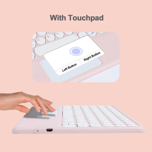 Wireless Keyboard with Touchpad,Ultra-Slim Portable Rechargeable Bluetooth Keyboard,Ipad Keyboard with Trackpad for iPad/iPad Pro and Other iOS An...