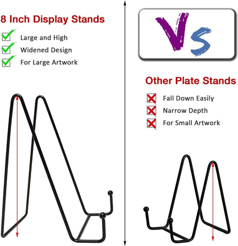 3 Pack 8 Inch Large Plate Stands for Display, Metal Black Plate Holder Display Stand, Book Display Stand for Book, Photo Easel, Decorative Plates...
