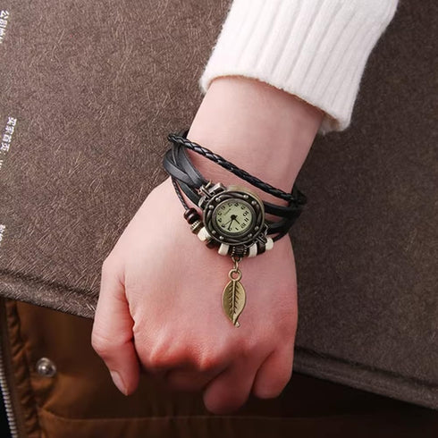 Pack of 6 Women's Watches Vintage Wrap Around Bead Leaf Bracelet Quartz Wholesale Set...