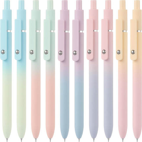Gel Pens, 10 pcs Medium Point 0.7mm, Gradient Color, Black Ink, Retractable Design, Aesthetic Pens for Journaling, School Supplies, Office Supplie...