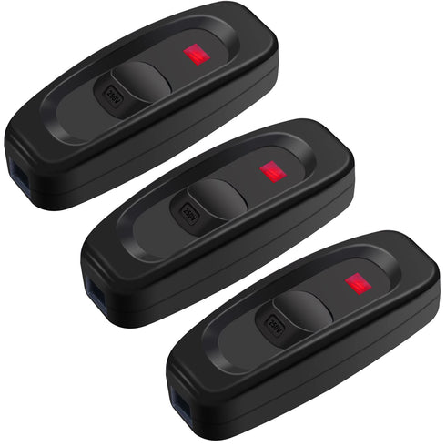 weideer 3 PCS Inline Cord Switch Appliance Button On/Off 10A 250V Inline Power Switch With LED light For Table Lamp Desk Light Bed Lamp GW320-BK...