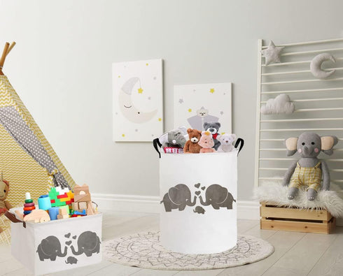 ESSME Baby Laundry Basket,Elephant Hamper?Baby Hamper For Nursery for Kids, Elephant Nursery Decor,Gift Baskets,Home Organizer (Love Elephant)...