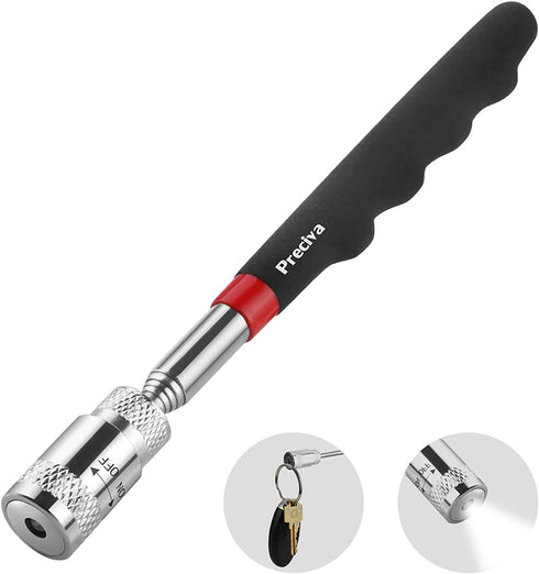 Magnetic Telescoping Pick Up Tool, Preciva Magnetic Picking Tool with LED Flashlight Retriever Wand 19.5 to 68 CM Telescopic Magnet Stick(ONE PACK...