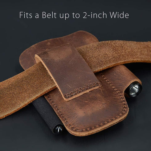 diodrio EDC Leather Knife Sheath Organizer Pouch with Pen Loop, Full Grain Leather, Chestnut...