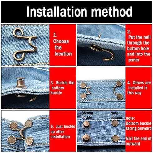 WZT 20 Pieces Adjustable Waist Buckle Extender Set Jeans Extender Waist Extender Button for Pants Adjustable Jean...