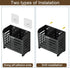 Kitchen Utensil Holder for Countertop with 2 Compartments,Wall Mount Utensil Drying Racks,Self Adhesive Utensil Caddy with Drain Tray, Black Hangi...