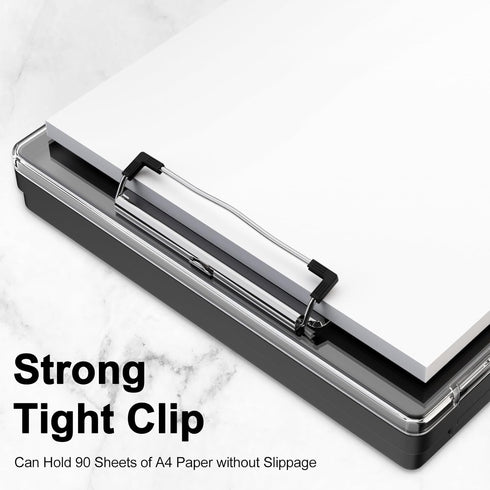 Clipboard with Storage, 8.5x11" Clip Boards with 2 Storage Case and A4 Paper Folder, Clear Dry Erase Top Panel, Heavy Duty Plastic, Folio & Side-O...