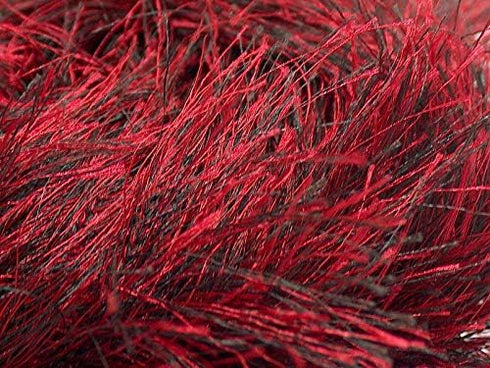 Red Black Extra Long Eyelash Yarn Ice Luxurious Fun Fur 50 Grams, 38 Yards......