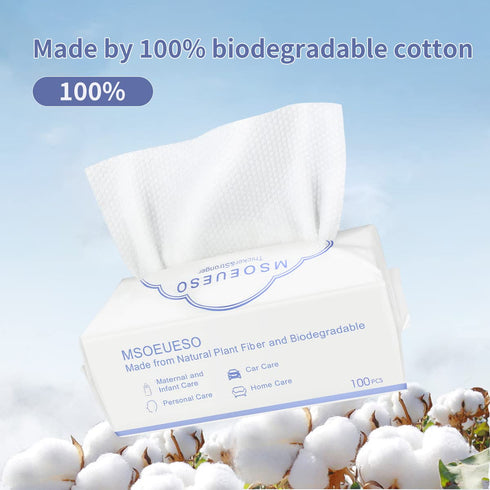 Disposable Face Towel, MSOEUESO 100% Cotton Facial Tissues, Wet Dry Face Cloths, Biodegradable Clean Towels, Makeup Remover Wipes, Ultra Soft for ...