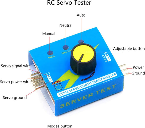 1Set RC Servo Motor Tester Controller Kit +180 Degree 9g Servo with 6V Battery Holder for Robotics RC Cars Helicopters Planes Boats Hobby Projects...