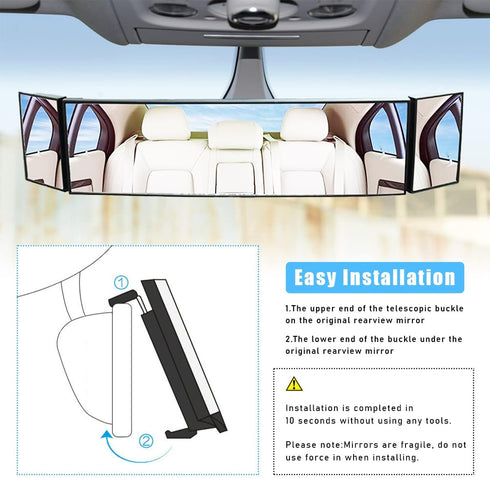 Car Rearview Mirrors, 15" Anti-Glare Panoramic Extended Rear View Mirrors, HD Interior Clip-on Wide Angle Convex Curve Rearview Mirrors, Universal...