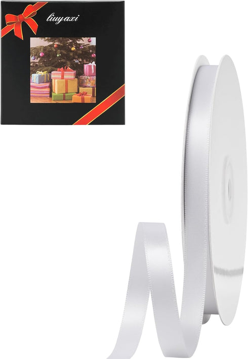 LIUYAXI White Double Face Satin Ribbon 3/8" X 50 Yards, Ribbons Perfect for Crafts, Gift Wrapping, Bow Making and More...