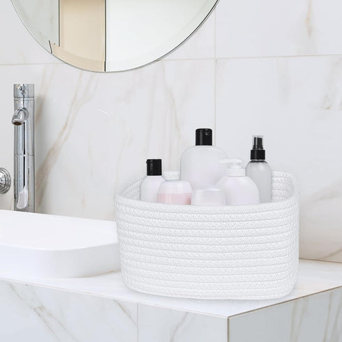 ABenkle Small Storage Basket, Mini Baby Basket, Cute Tiny Cotton Rope Woven Basket,Shelf Basket, Boho Decorative Toy Dog Cat Basket for Nursery, S...