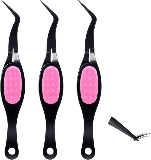 Mudder 3 Pieces Reverse Craft Tweezers Crossing Lock Tools Stainless Steel Tweezers Grip Precision Curved Beading Jewelry Tools for DIY Craft Supp...