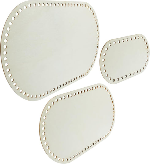 Waziaqoc 3PCS Wooden Basket Bottom, Wooden Crochet Bag Bottom Oval Wood Base for DIY Basket Weaving Supplies...