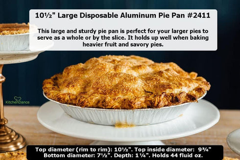 KitchenDance Disposable Aluminum Pie Pan - 11" Large Heavy Duty Aluminum Foil Disposable Pie Pans for Baking, Cooking, and Preparing Food, Nonstic...
