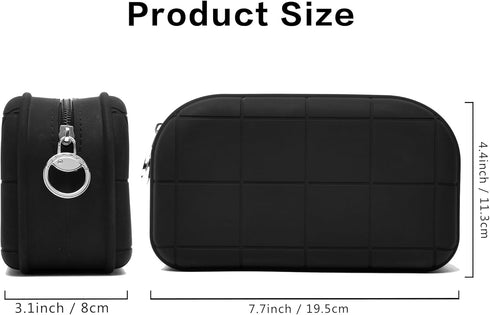 Silicone Makeup Bag Travel Cosmetic Bag Stuff Bag Makeup Pouch Cute Makeup Organizer Versatile Zipper Pouch for Women (Black)...