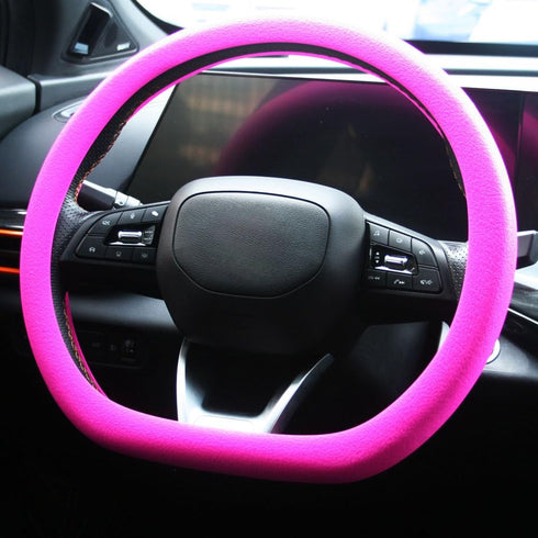 Leather Texture Soft Silicone Car Steering Wheel Cover Universal Anti-Slip Design 14-16 inch Protective Case Rose...