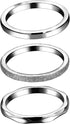 3Pcs 2mm Eternity Stackable Stainless Steel Band Ring for Girls Statement Wedding Ring For Women Shiny And Hammered Resin Rings Rose Gold...