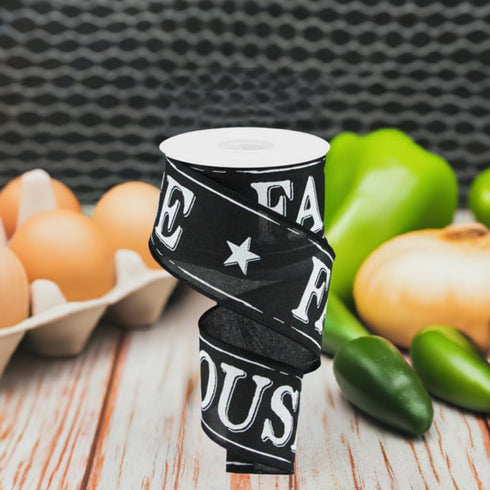 Farmhouse Wired Ribbon, Black and White Script - 2.5 Inches x 10 Yards...