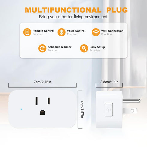 Matter Smart Plug Mini Wi-Fi Outlet, 15A/1800W Max, Compatible with Apple Home, Siri, Alexa, Google Home, SmartThings, Smart Socket Matter Smart H...