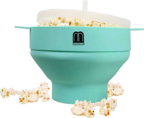 MMUGOOLER Original Microwave Popcorn Popper Silicone Popcorn Maker, Collapsible Bowl with Lid BPA Free and Dishwasher Safe, Quick & Easy(Blue)...