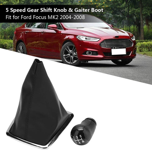 Gear Stick Shift Knob?5 Speed Gear Stick Shift Knob and Gaiter Boot Cover for MK2 2004 to 2008,Artificial Leather and Plastic,Black...