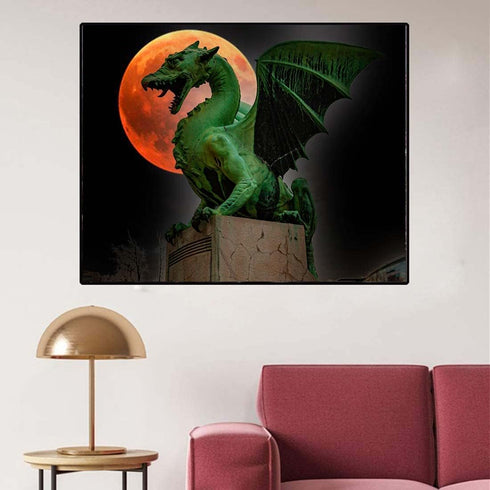 Xiyuekissu Dragon Diamond Art Kits for Adults, 5D DIY Moon Diamond Art Embroidery Arts Craft for Home Decor, 12 X 16 Inch......