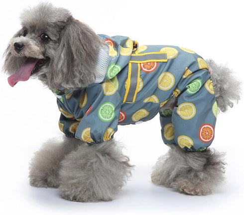 Pet Dog Raincoat Four Legs Reflective Raincoat Orange Pattern Four Seasons Universal...