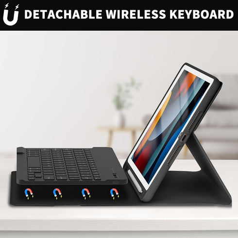 KBCASE Keyboard Case for iPad 9th/8th/7th Generation 2021/2020/2019, Compatible with iPad Air 3/Pro 10.5, Detachable Bluetooth Keyboard Case with ...