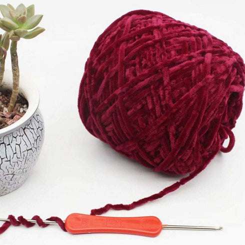 Knitting Chenille Velvet Yarn - Bulky Luxury Polyester for Crochet, Hat, Scarf, Sweater, Shawl - 8oz/250g...