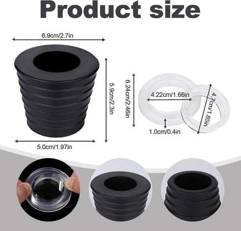 SAVITA Patio Table Umbrella Hole Ring, Silicone Black Table Umbrella Hole Plug Cone with Transparent Umbrella Hole Ring Fits Parasol Poles 1.5 inc...