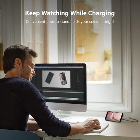 Belkin Wireless Charger for MagSafe, 15W Fast Charging Pad (PSU Not Included) w/ Kick Stand & 6.6ft Long Braided Cable, Compatible w/ iPhone 15, 1...