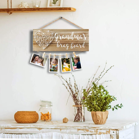 VILIGHT Grandma’s Brag Board - Gifts for Grandma from Granddaughter and Grandson - Nana Granny Picture Frame Photo Holder - 13.5x5.5 Inches...
