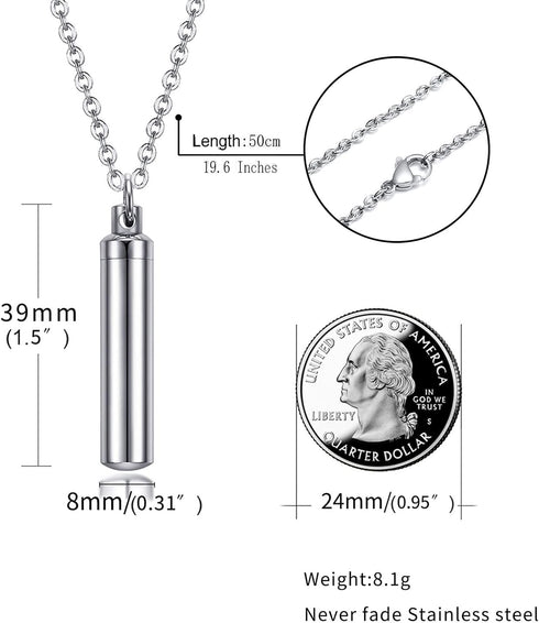 VNOX Pack of 2/3/4/5/10/16 -Unisex Customize Memorial Keepsake Stainless Steel Cylinder Cremation Necklace...