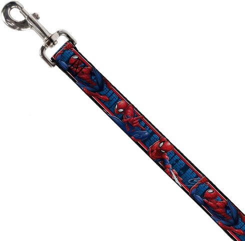 Dog Leash Spider Man 3 Action Poses Bricks Stripe Blues Red White 4 Feet Long 0.5 Inch Wide...