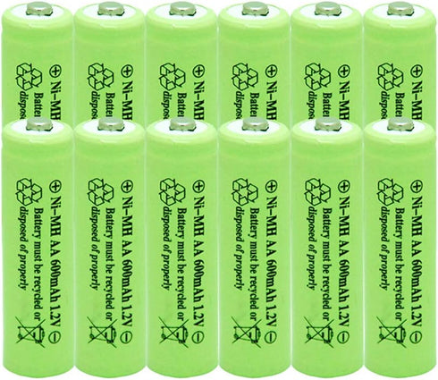 1.2v AA Nimh 600mAh Rechargeable Battery for Outdoor Solar Lights Garden Lamp (12 Pack)...