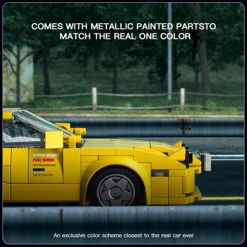 Mould King Initial D Car RX-7 Mazda Model Car Building Blocks with Display Case, 27016 Model Car Kits Speed Champion Car Building Sets, Sports Rac...