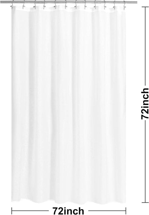N&Y HOME Fabric Shower Curtain or Liner with Magnets - Soft Cloth Shower Liner with Hotel Quality, Machine Washable - White, 72x72...